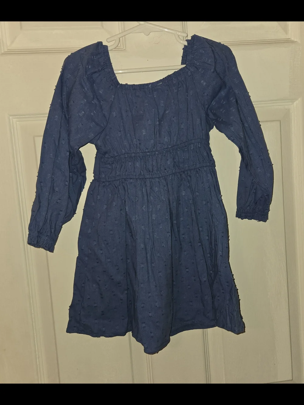 Wonder Nation Navy Blue Long Sleeve Textured Cotton Dress SZ 3T